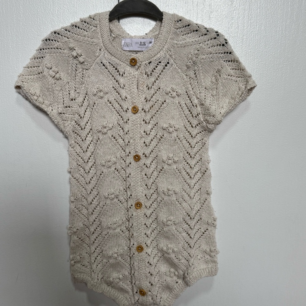 Zara Cream Knit Sweater with Wooden Button